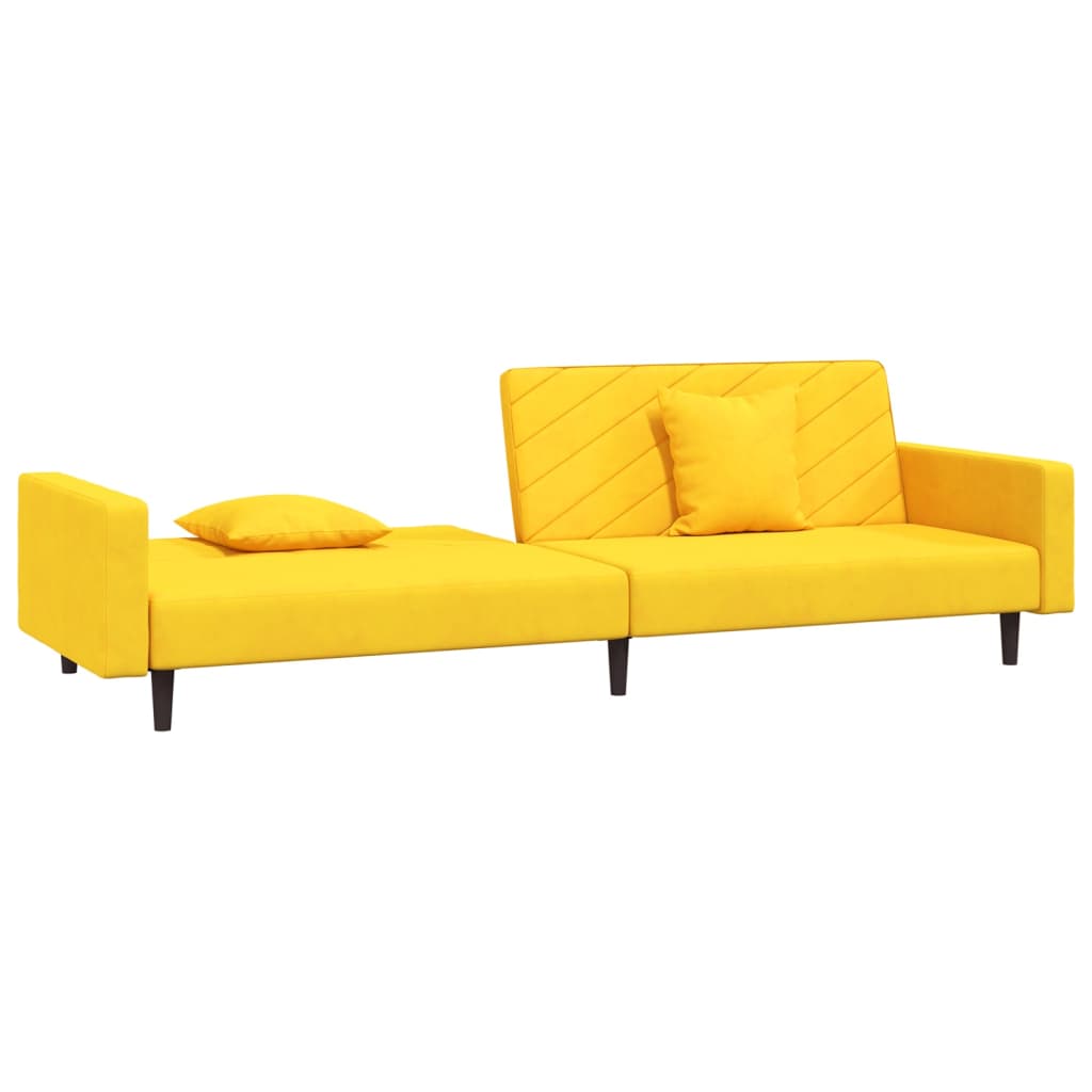 Slaapbank 2-zits met 2 kussens fluweel geel is nu te koop bij PeponiXL, paradijselijk wonen!