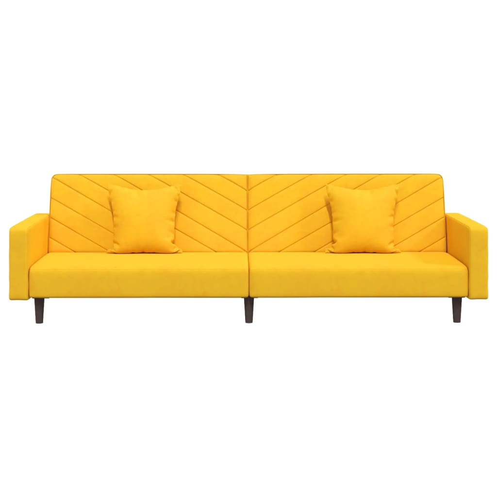 Slaapbank 2-zits met 2 kussens fluweel geel is nu te koop bij PeponiXL, paradijselijk wonen!