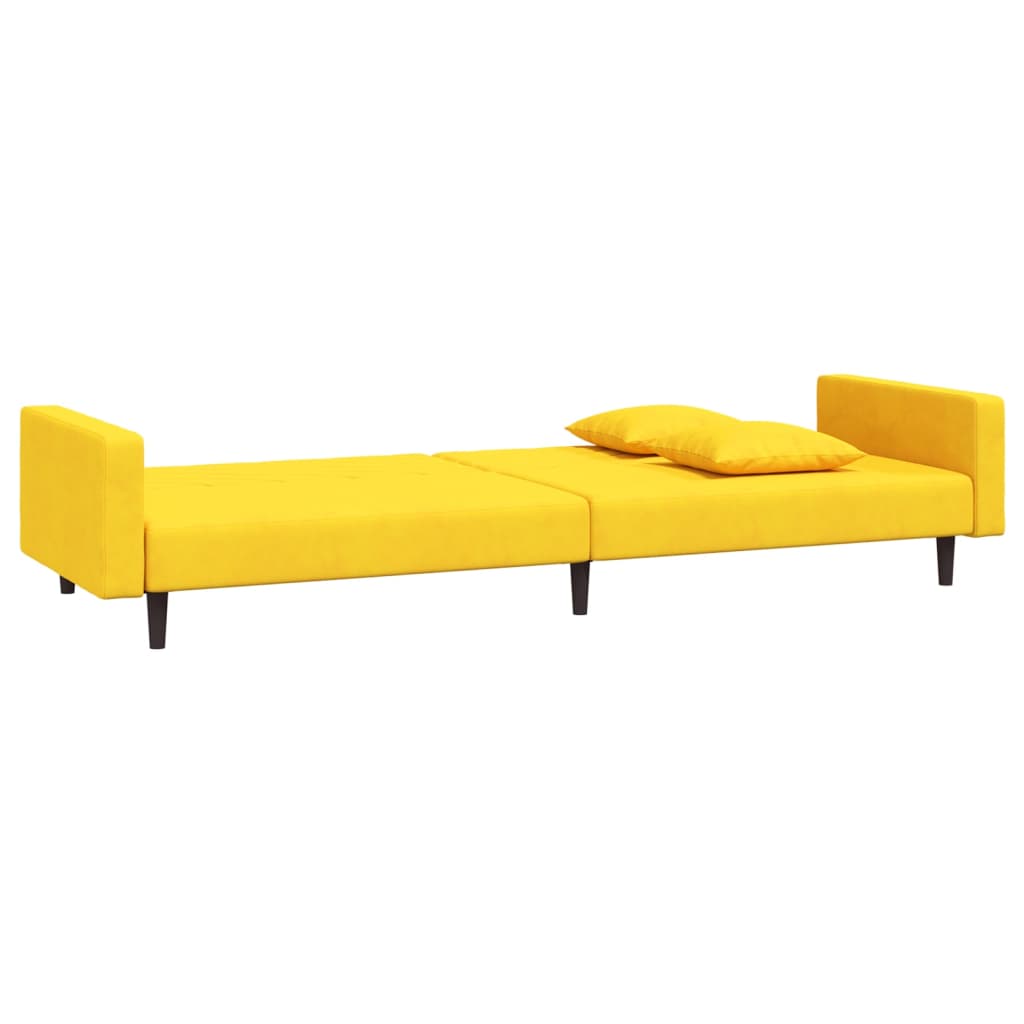 Slaapbank 2-zits met 2 kussens fluweel geel is nu te koop bij PeponiXL, paradijselijk wonen!
