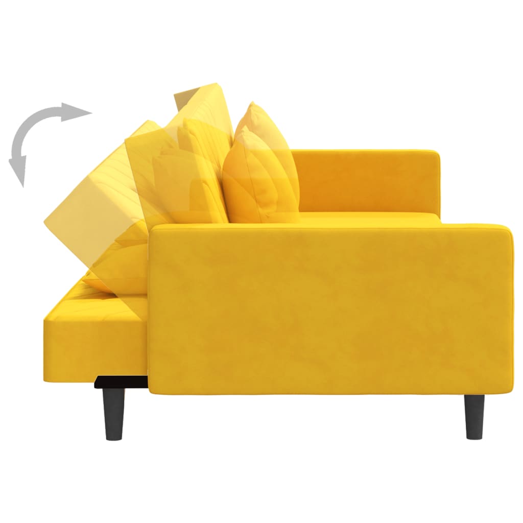 Slaapbank 2-zits met 2 kussens fluweel geel is nu te koop bij PeponiXL, paradijselijk wonen!