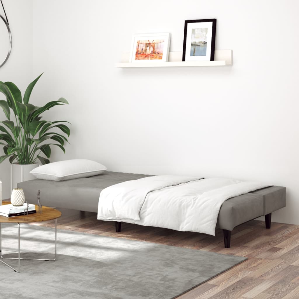 Slaapbank 2-zits fluweel lichtgrijs is nu te koop bij PeponiXL, paradijselijk wonen!