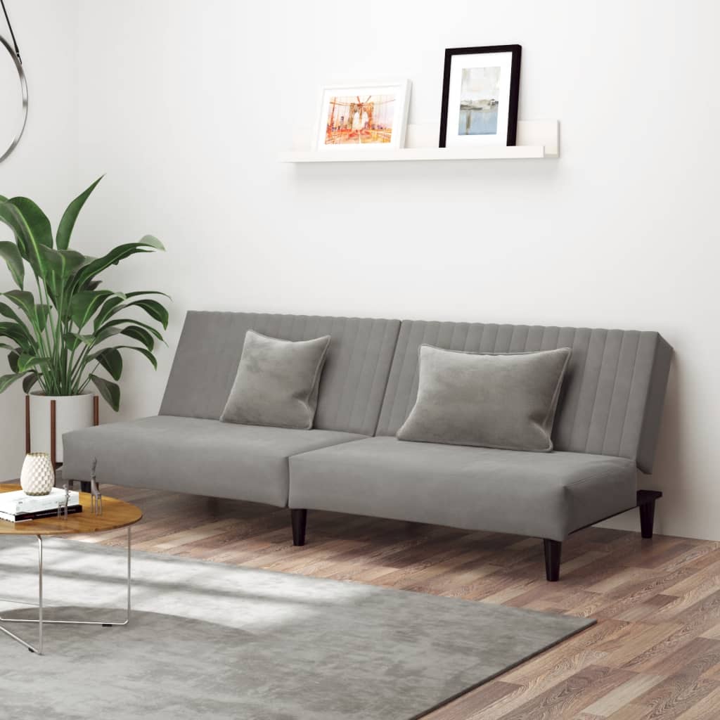 Slaapbank 2-zits fluweel lichtgrijs is nu te koop bij PeponiXL, paradijselijk wonen!