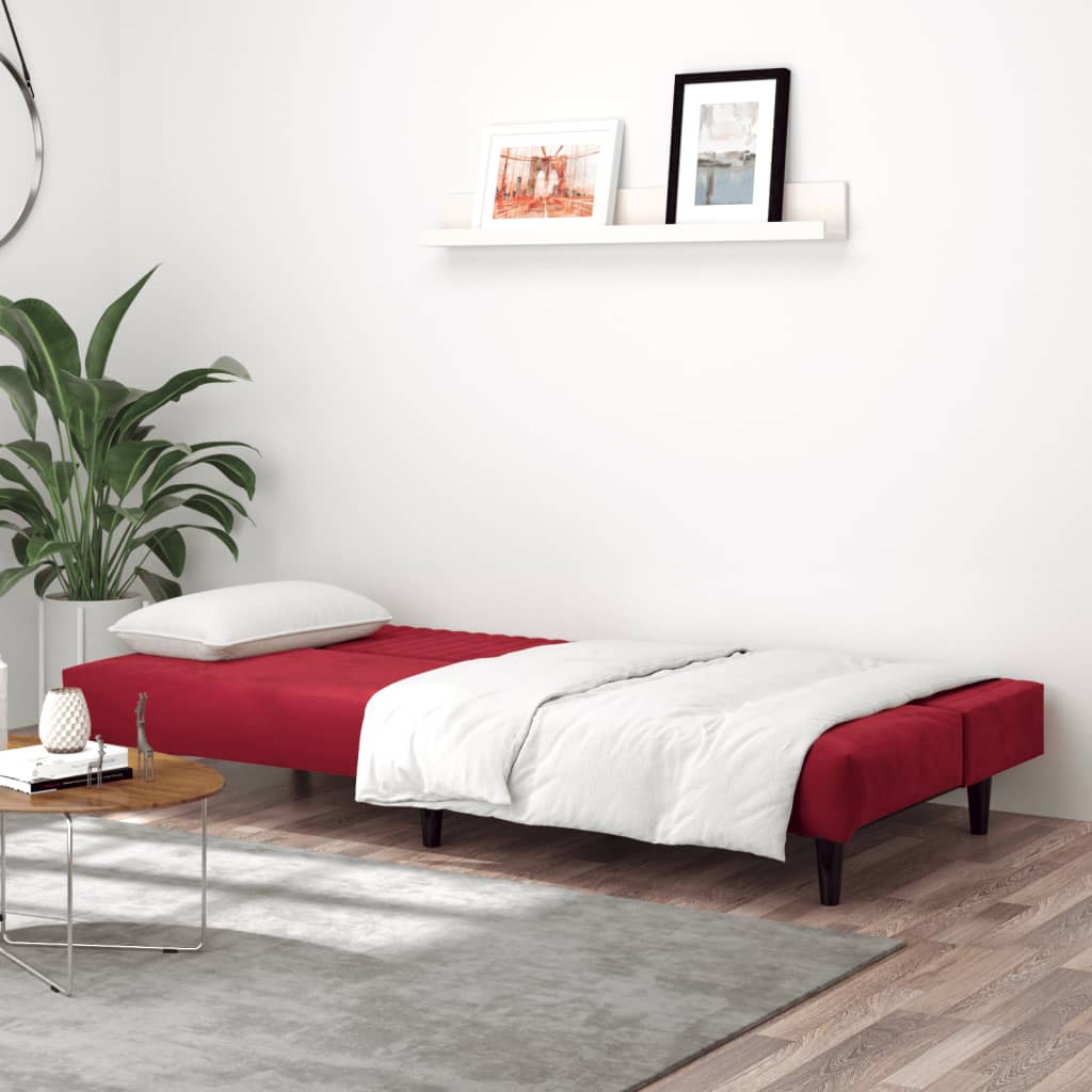 Slaapbank 2-zits fluweel wijnrood is nu te koop bij PeponiXL, paradijselijk wonen!