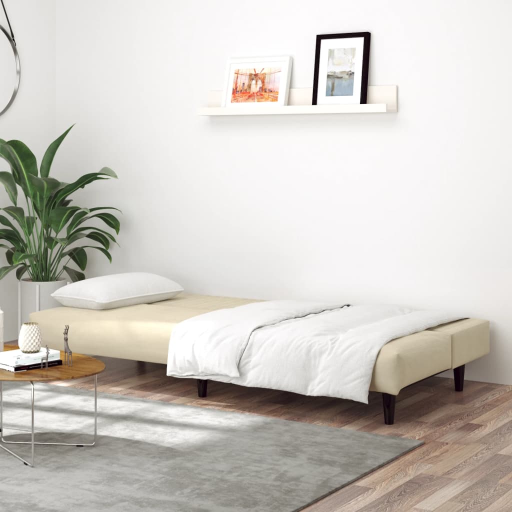 Slaapbank 2-zits fluweel crèmekleurig is nu te koop bij PeponiXL, paradijselijk wonen!