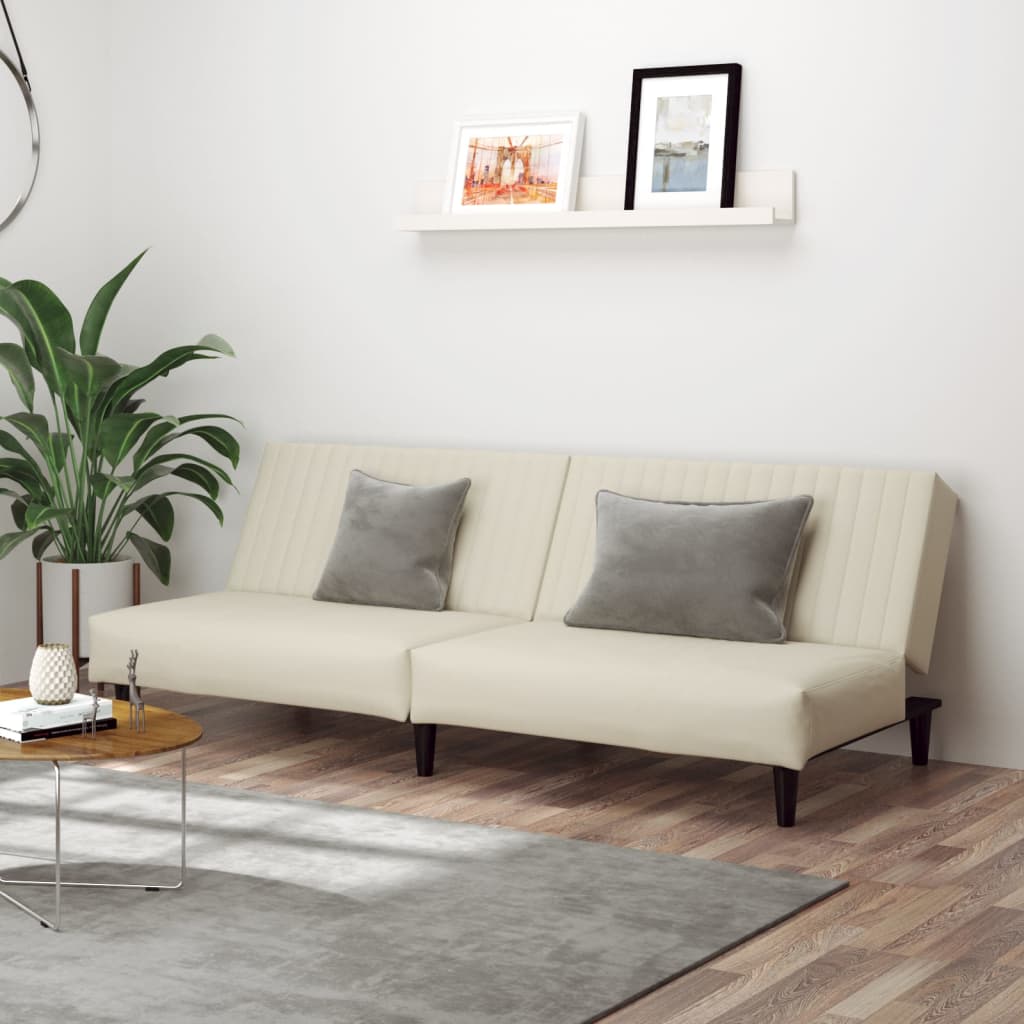 Slaapbank 2-zits fluweel crèmekleurig is nu te koop bij PeponiXL, paradijselijk wonen!