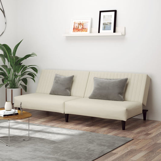 Slaapbank 2-zits fluweel crèmekleurig is nu te koop bij PeponiXL, paradijselijk wonen!