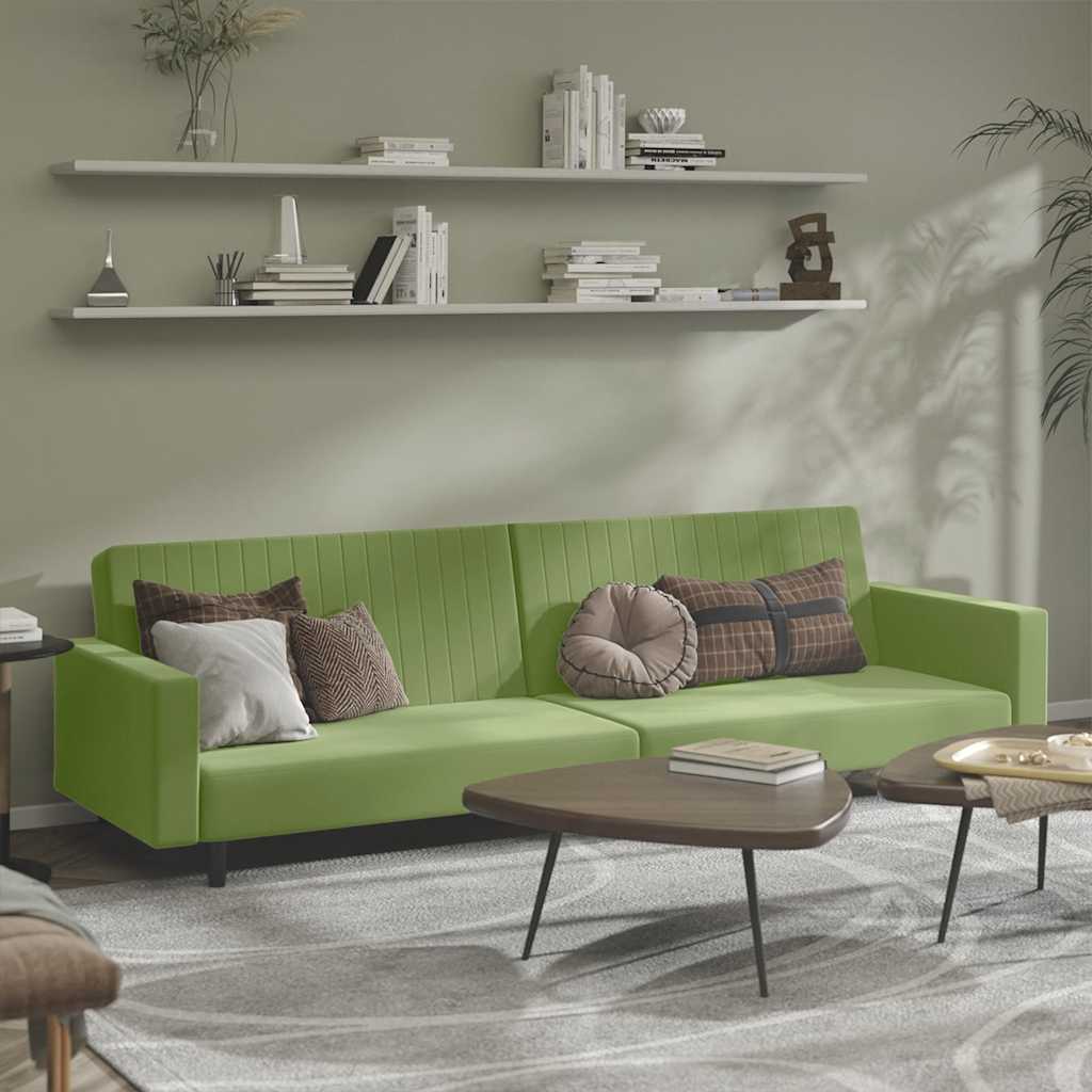 Slaapbank 2-zits fluweel lichtgroen is nu te koop bij PeponiXL, paradijselijk wonen!