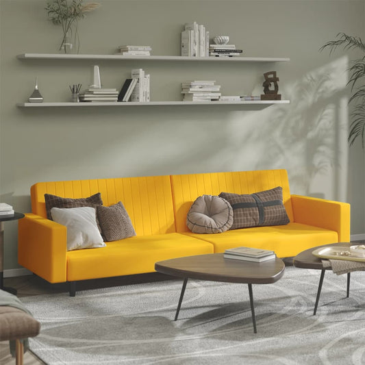 Slaapbank 2-zits fluweel geel is nu te koop bij PeponiXL, paradijselijk wonen!