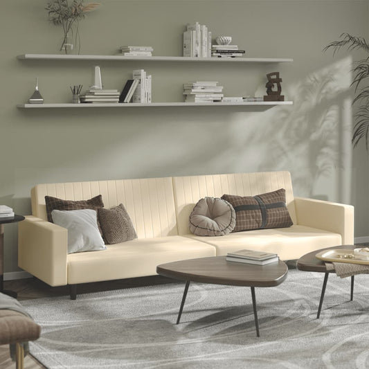 Slaapbank 2-zits fluweel crèmekleurig is nu te koop bij PeponiXL, paradijselijk wonen!