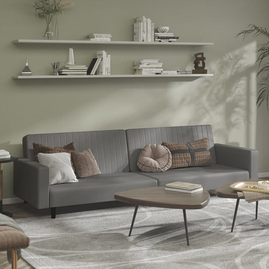 Slaapbank 2-zits kunstleer grijs is nu te koop bij PeponiXL, paradijselijk wonen!