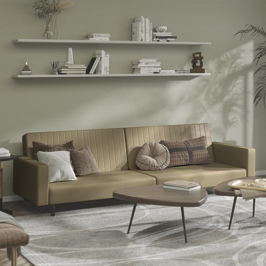 Slaapbank 2-zits kunstleer cappuccinokleurig is nu te koop bij PeponiXL, paradijselijk wonen!