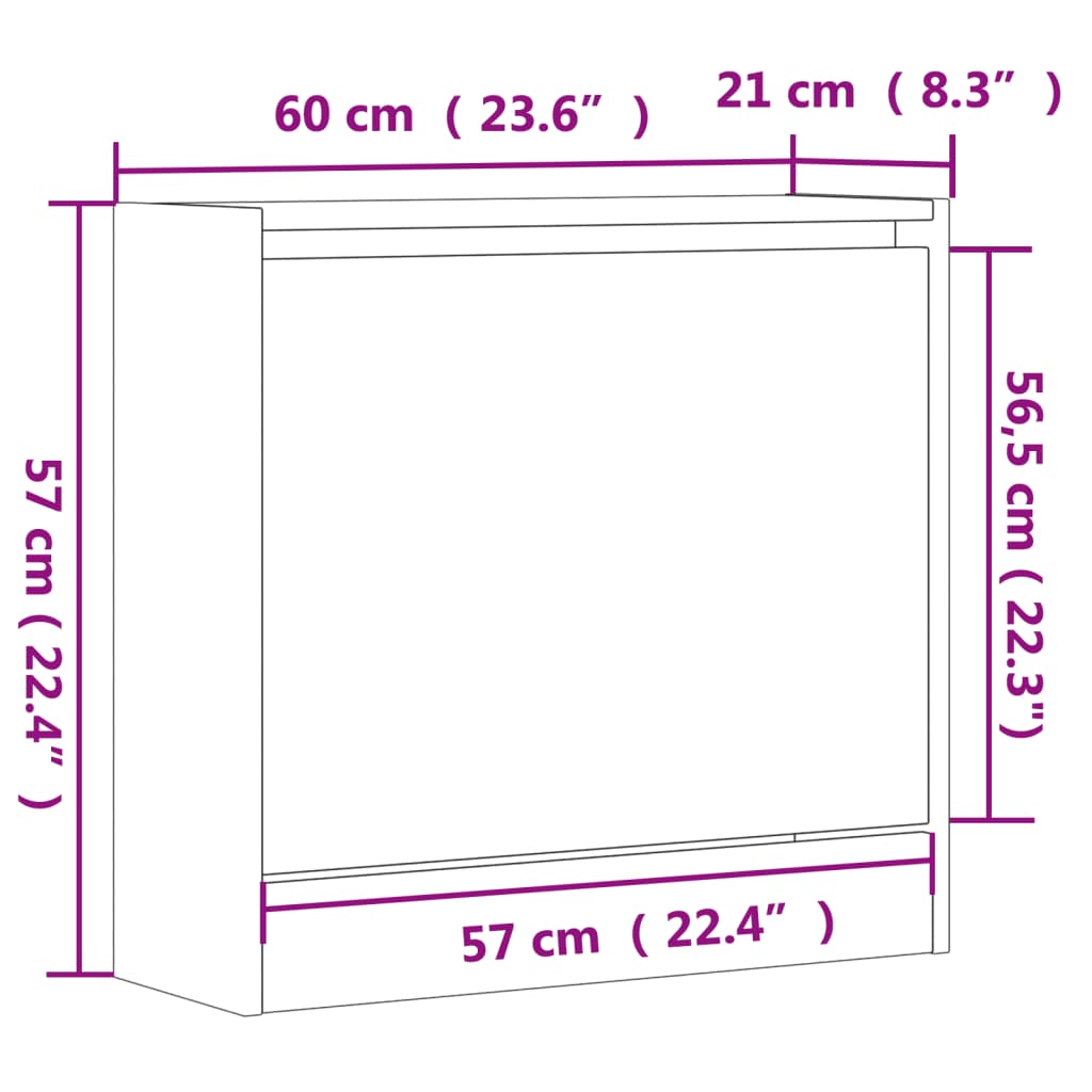 Schoenenkast 60x21x57 cm bewerkt hout wit is nu te koop bij PeponiXL, paradijselijk wonen!
