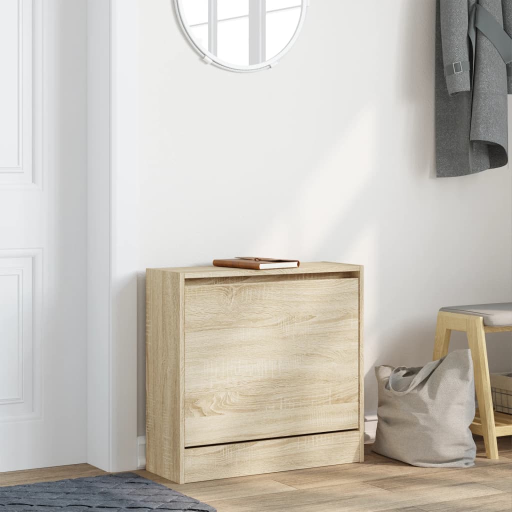 Schoenenkast 60x21x57 cm bewerkt hout sonoma eikenkleurig is nu te koop bij PeponiXL, paradijselijk wonen!