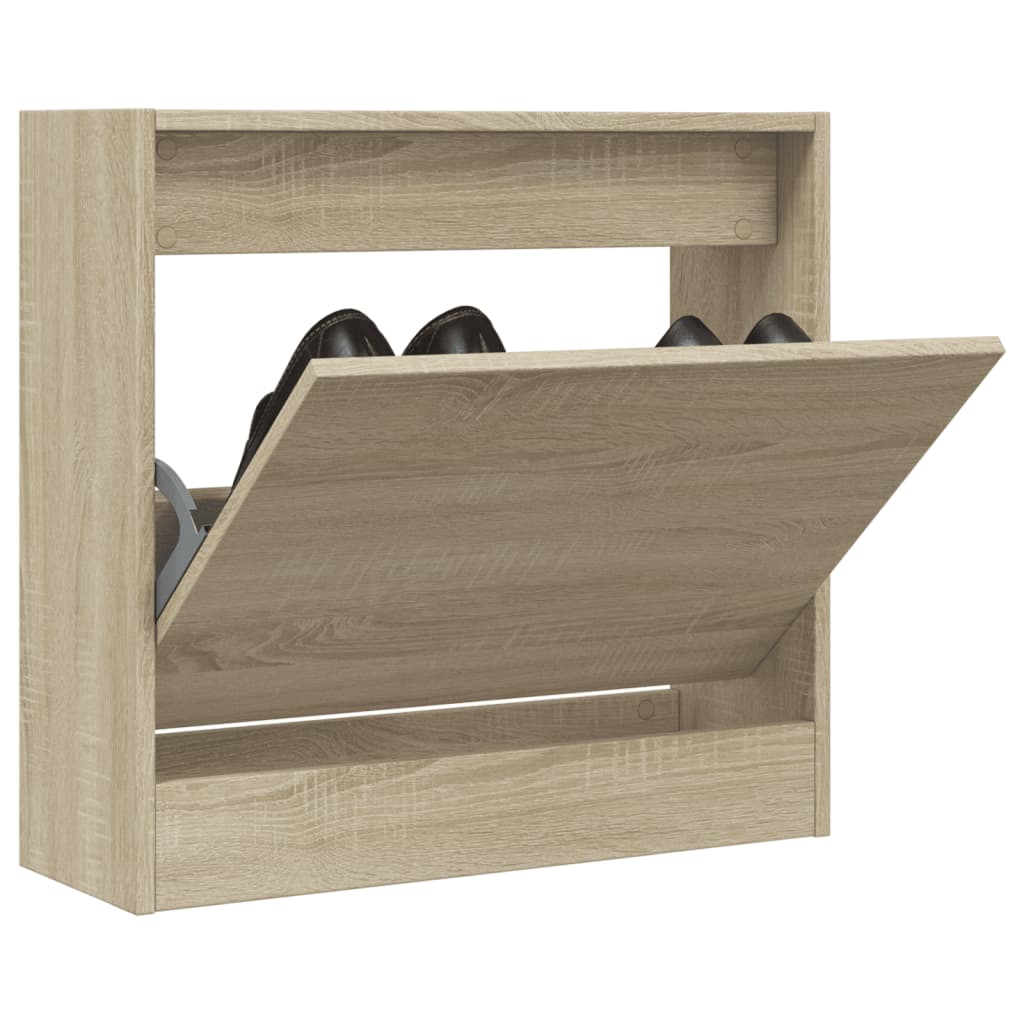 Schoenenkast 60x21x57 cm bewerkt hout sonoma eikenkleurig is nu te koop bij PeponiXL, paradijselijk wonen!