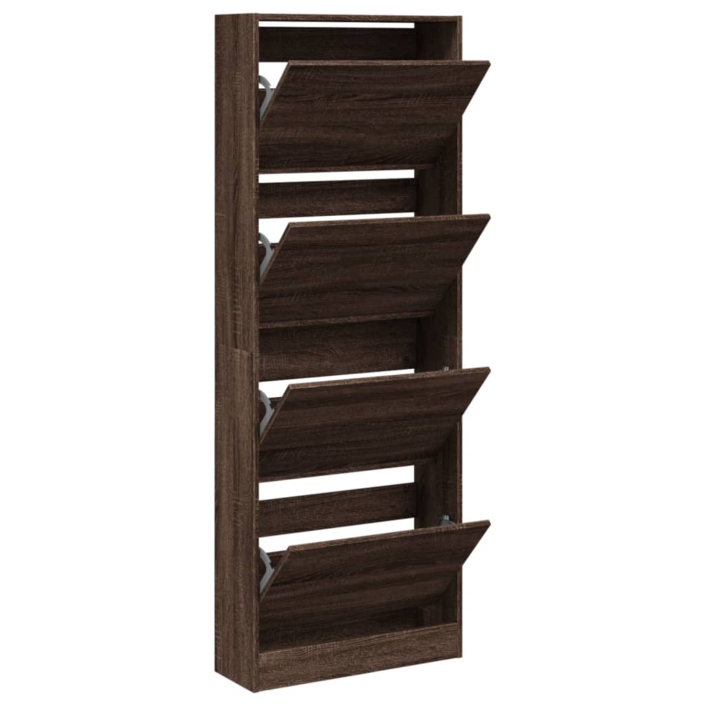 Schoenenkast 60x21x163,5 cm bewerkt hout bruin eikenkleur is nu te koop bij PeponiXL, paradijselijk wonen!