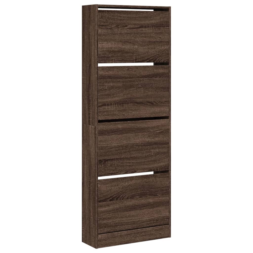 Schoenenkast 60x21x163,5 cm bewerkt hout bruin eikenkleur is nu te koop bij PeponiXL, paradijselijk wonen!