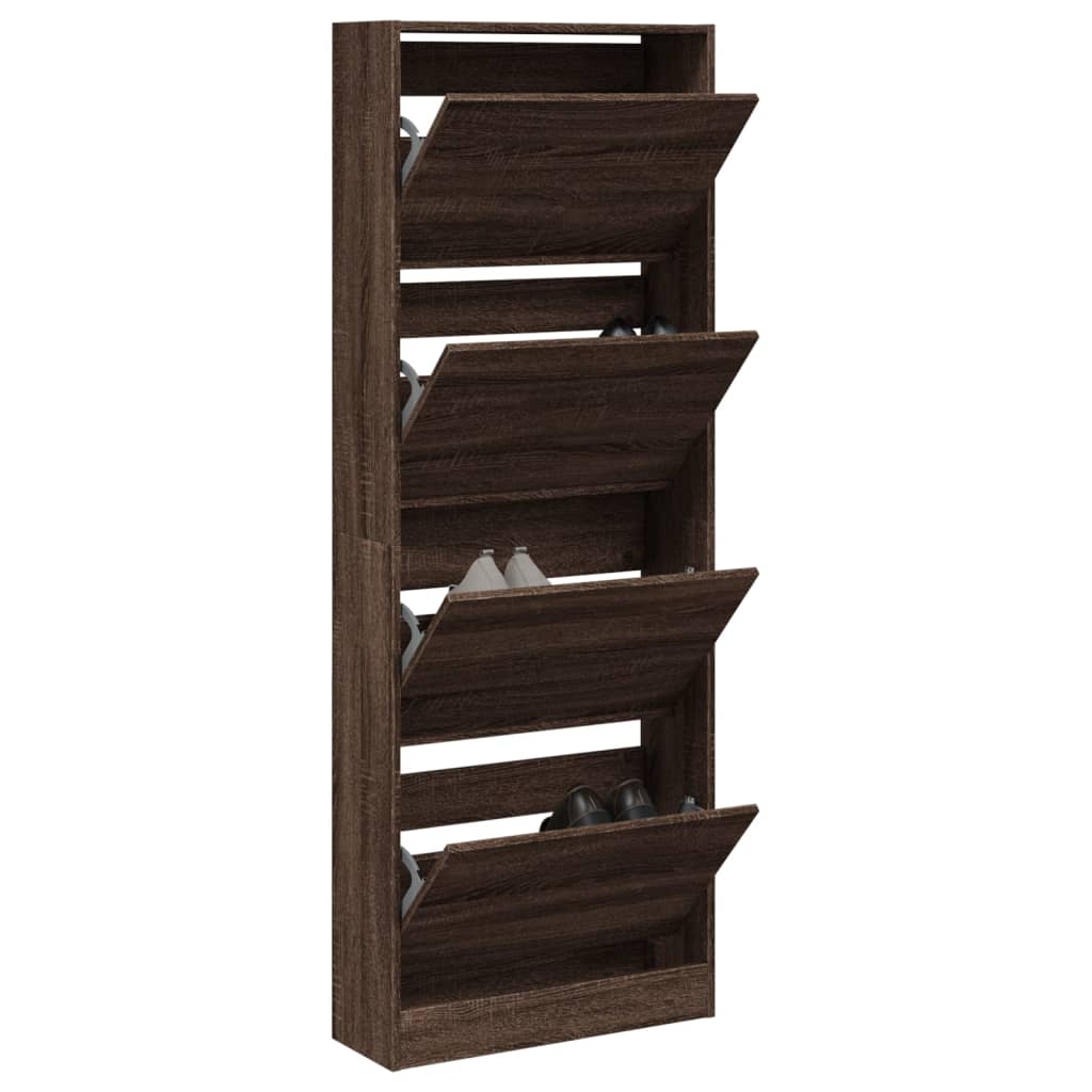 Schoenenkast 60x21x163,5 cm bewerkt hout bruin eikenkleur is nu te koop bij PeponiXL, paradijselijk wonen!