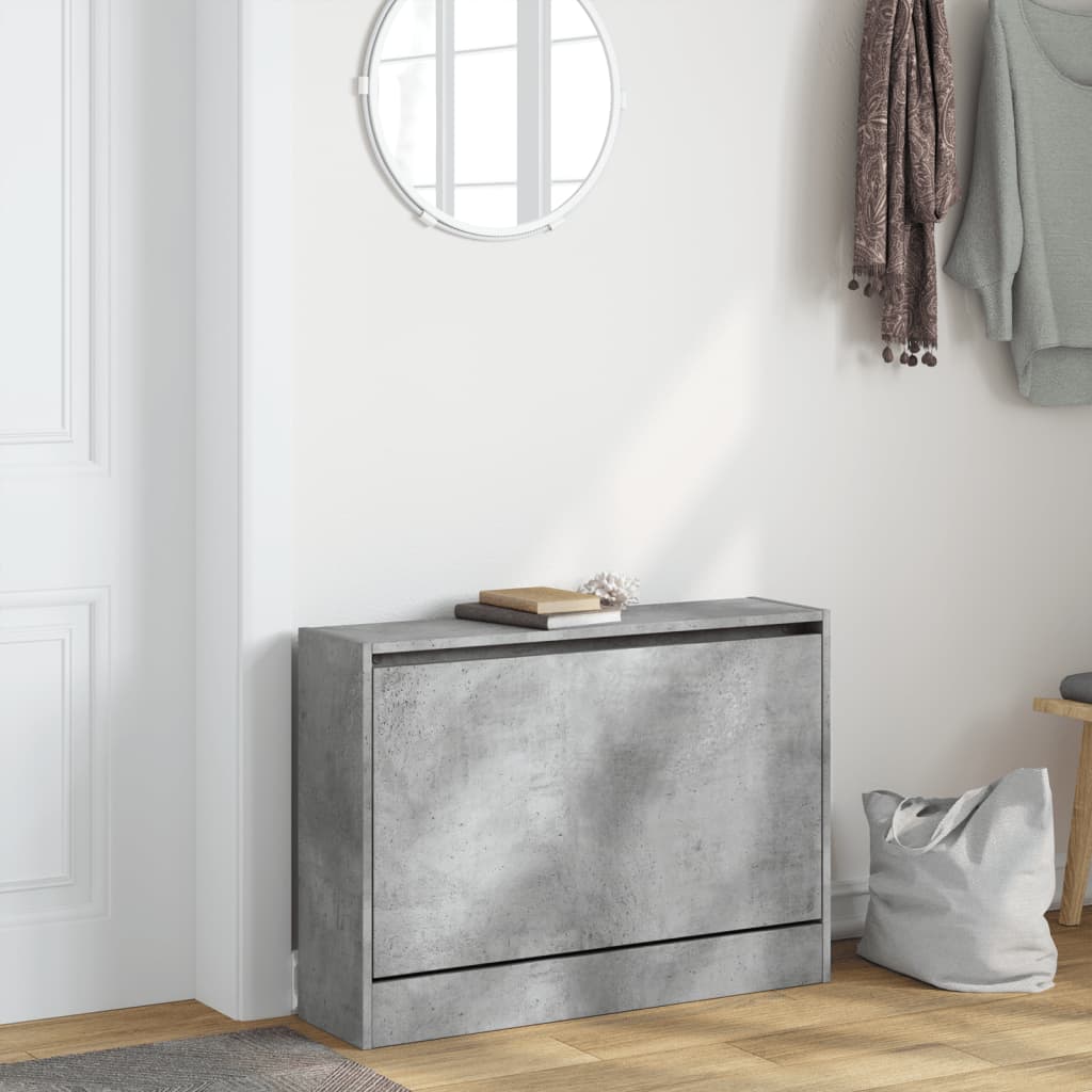 Schoenenkast 80x21x57 cm bewerkt hout betongrijs is nu te koop bij PeponiXL, paradijselijk wonen!
