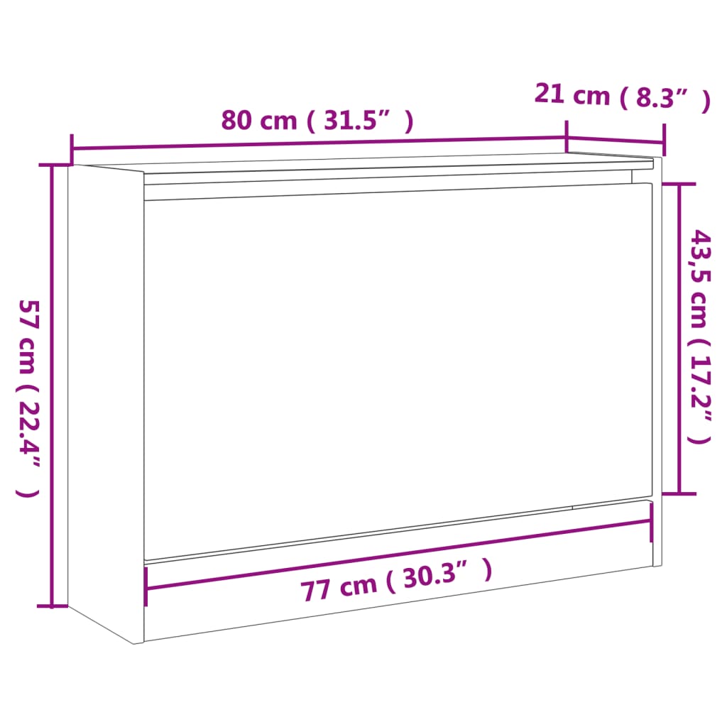 Schoenenkast 80x21x57 cm bewerkt hout betongrijs is nu te koop bij PeponiXL, paradijselijk wonen!