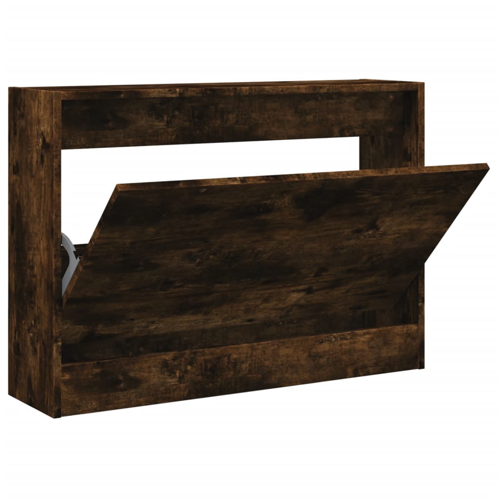 Schoenenkast 80x21x57 cm bewerkt hout gerookt eikenkleurig is nu te koop bij PeponiXL, paradijselijk wonen!
