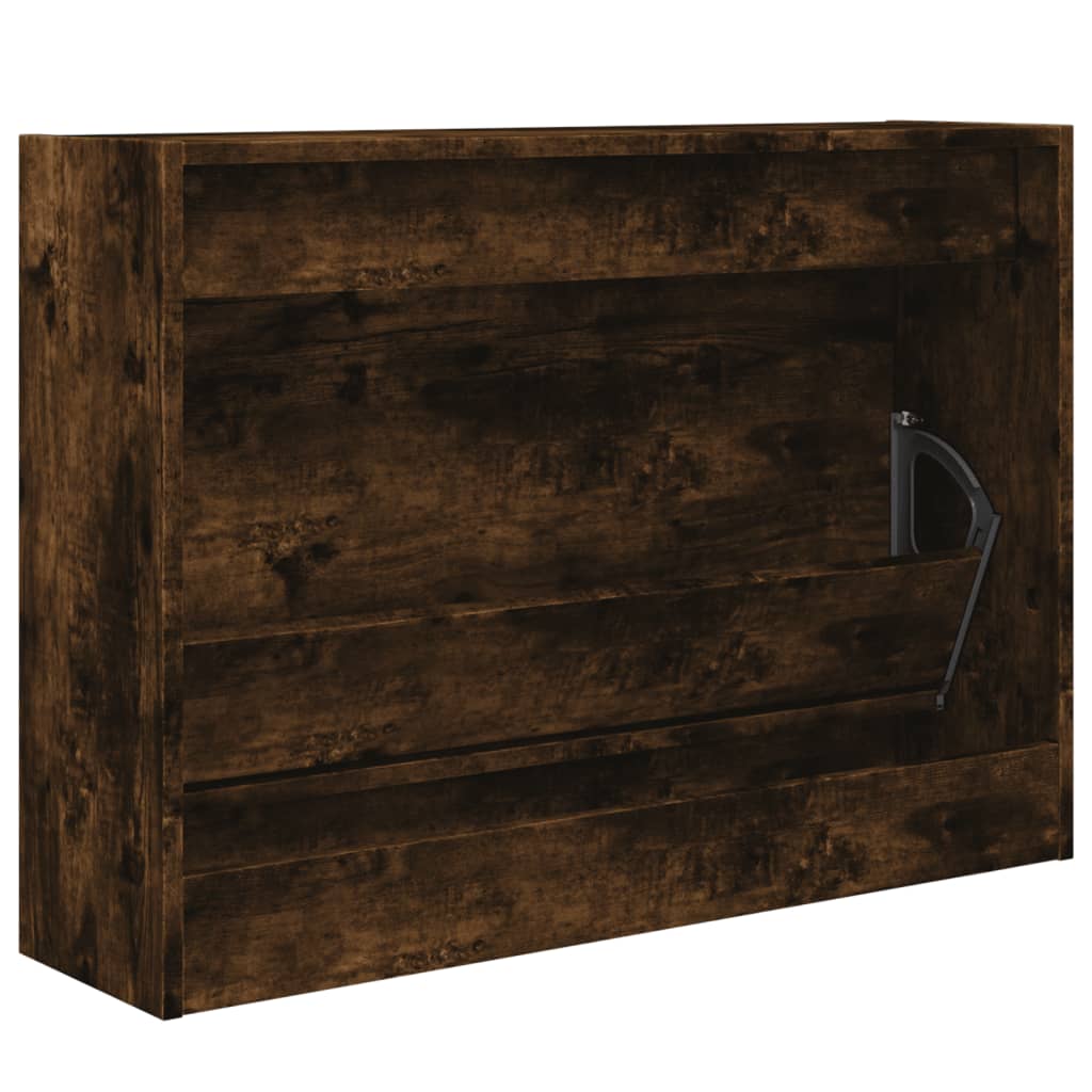 Schoenenkast 80x21x57 cm bewerkt hout gerookt eikenkleurig is nu te koop bij PeponiXL, paradijselijk wonen!