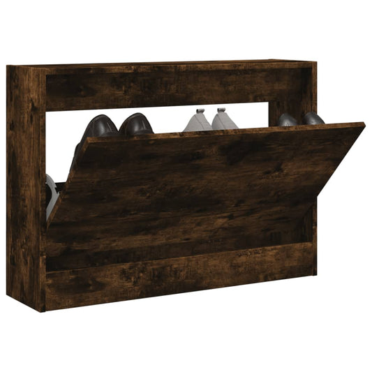 Schoenenkast 80x21x57 cm bewerkt hout gerookt eikenkleurig is nu te koop bij PeponiXL, paradijselijk wonen!