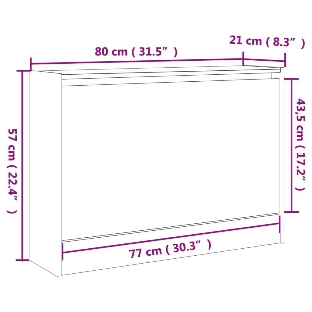 Schoenenkast 80x21x57 cm bewerkt hout grijs sonoma eikenkleur is nu te koop bij PeponiXL, paradijselijk wonen!