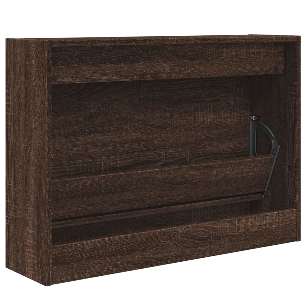 Schoenenkast 80x21x57 cm bewerkt hout bruin eikenkleur is nu te koop bij PeponiXL, paradijselijk wonen!