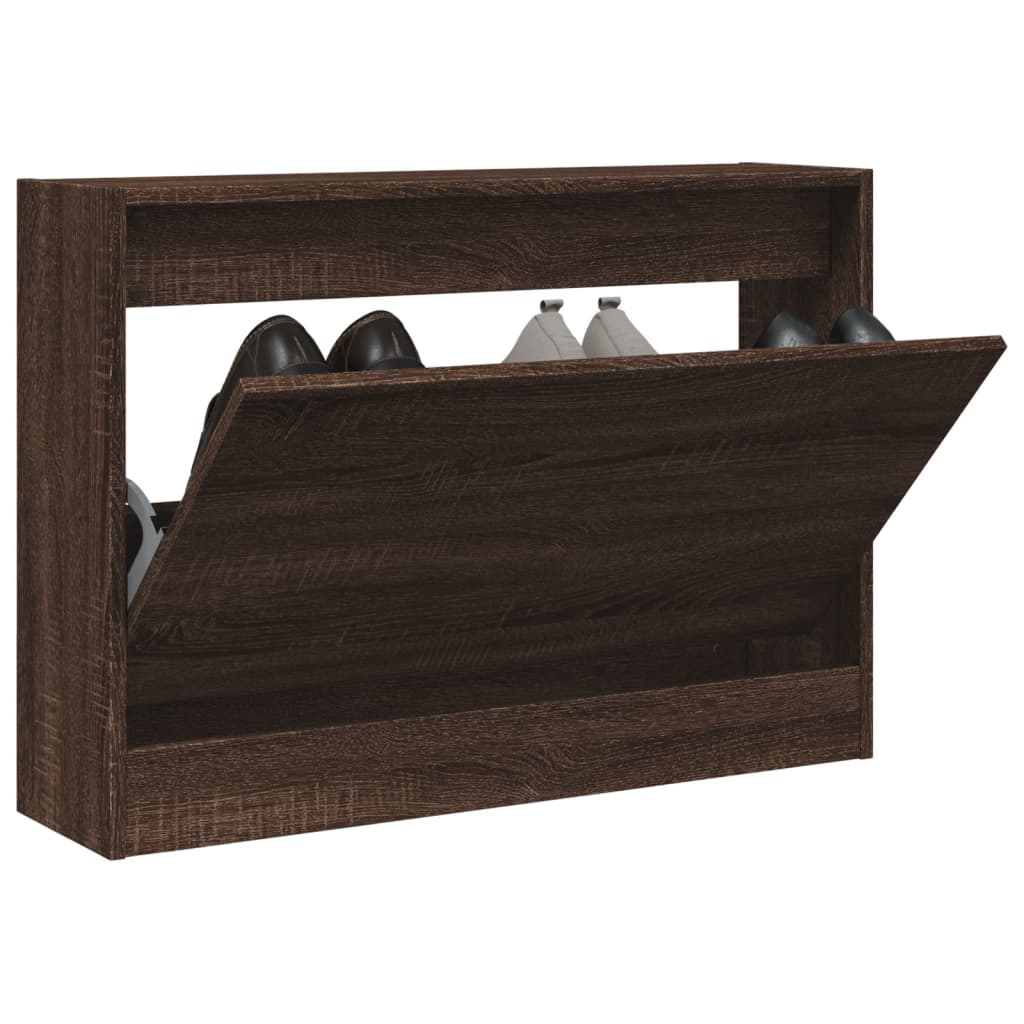 Schoenenkast 80x21x57 cm bewerkt hout bruin eikenkleur is nu te koop bij PeponiXL, paradijselijk wonen!
