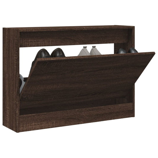 Schoenenkast 80x21x57 cm bewerkt hout bruin eikenkleur is nu te koop bij PeponiXL, paradijselijk wonen!