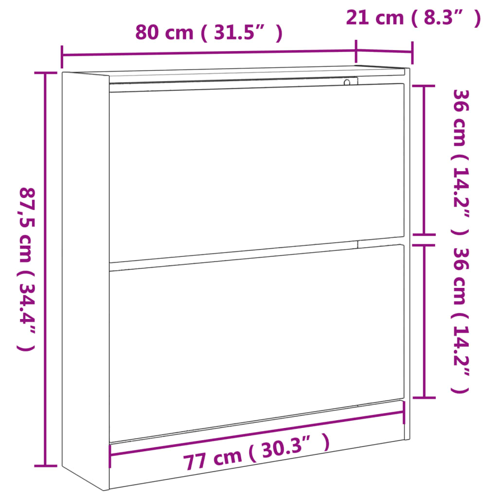 Schoenenkast 80x21x87,5 cm bewerkt hout wit is nu te koop bij PeponiXL, paradijselijk wonen!