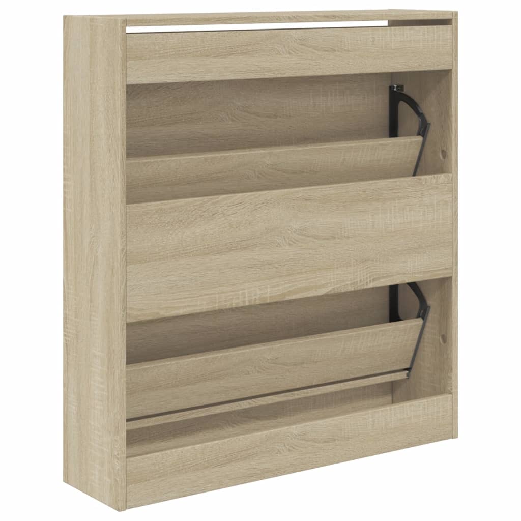 Schoenenkast 80x21x87,5 cm bewerkt hout sonoma eikenkleurig is nu te koop bij PeponiXL, paradijselijk wonen!