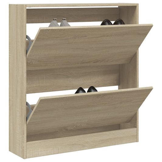 Schoenenkast 80x21x87,5 cm bewerkt hout sonoma eikenkleurig is nu te koop bij PeponiXL, paradijselijk wonen!