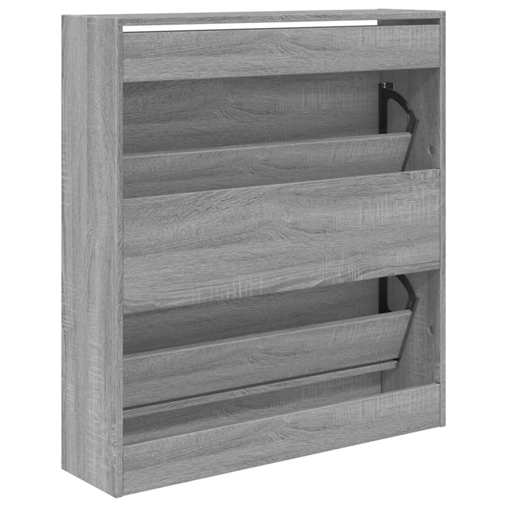 Schoenenkast 80x21x87,5 cm bewerkt hout grijs sonoma eikenkleur is nu te koop bij PeponiXL, paradijselijk wonen!