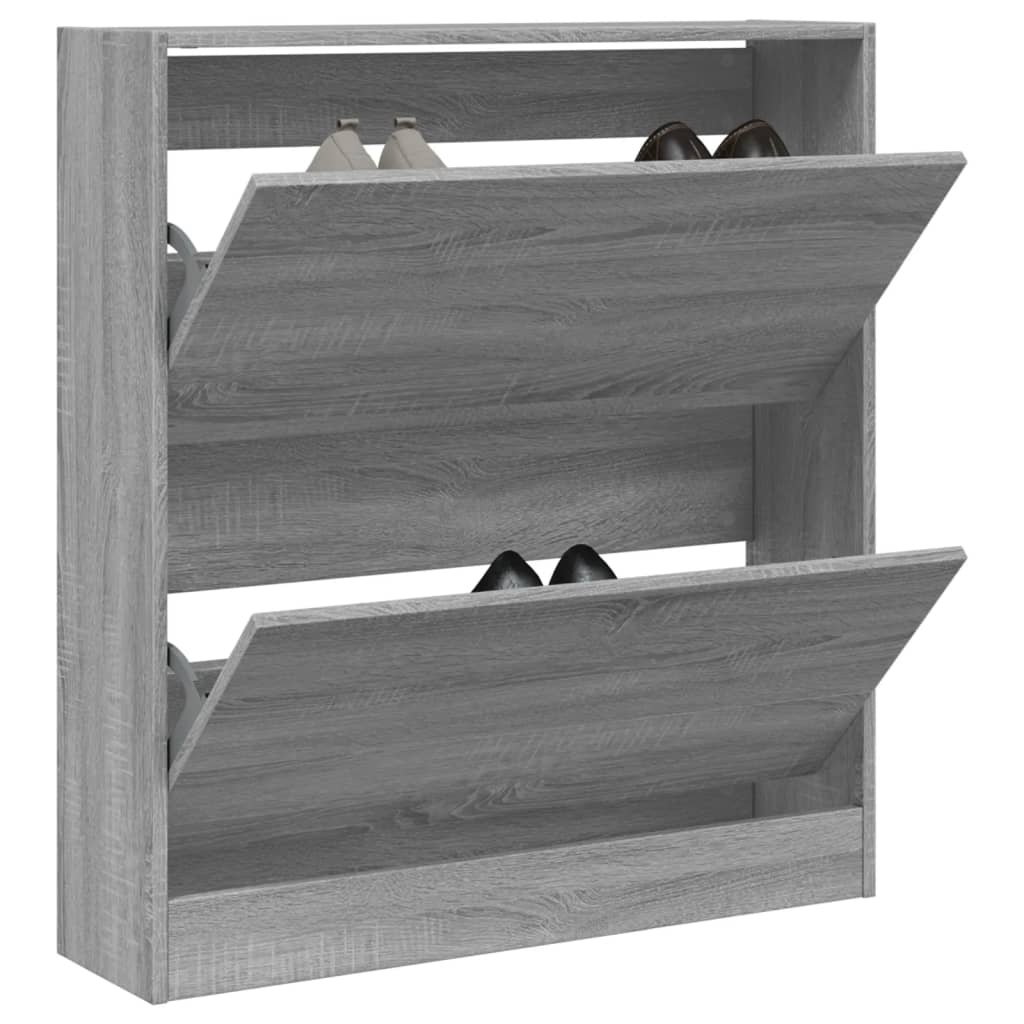 Schoenenkast 80x21x87,5 cm bewerkt hout grijs sonoma eikenkleur is nu te koop bij PeponiXL, paradijselijk wonen!
