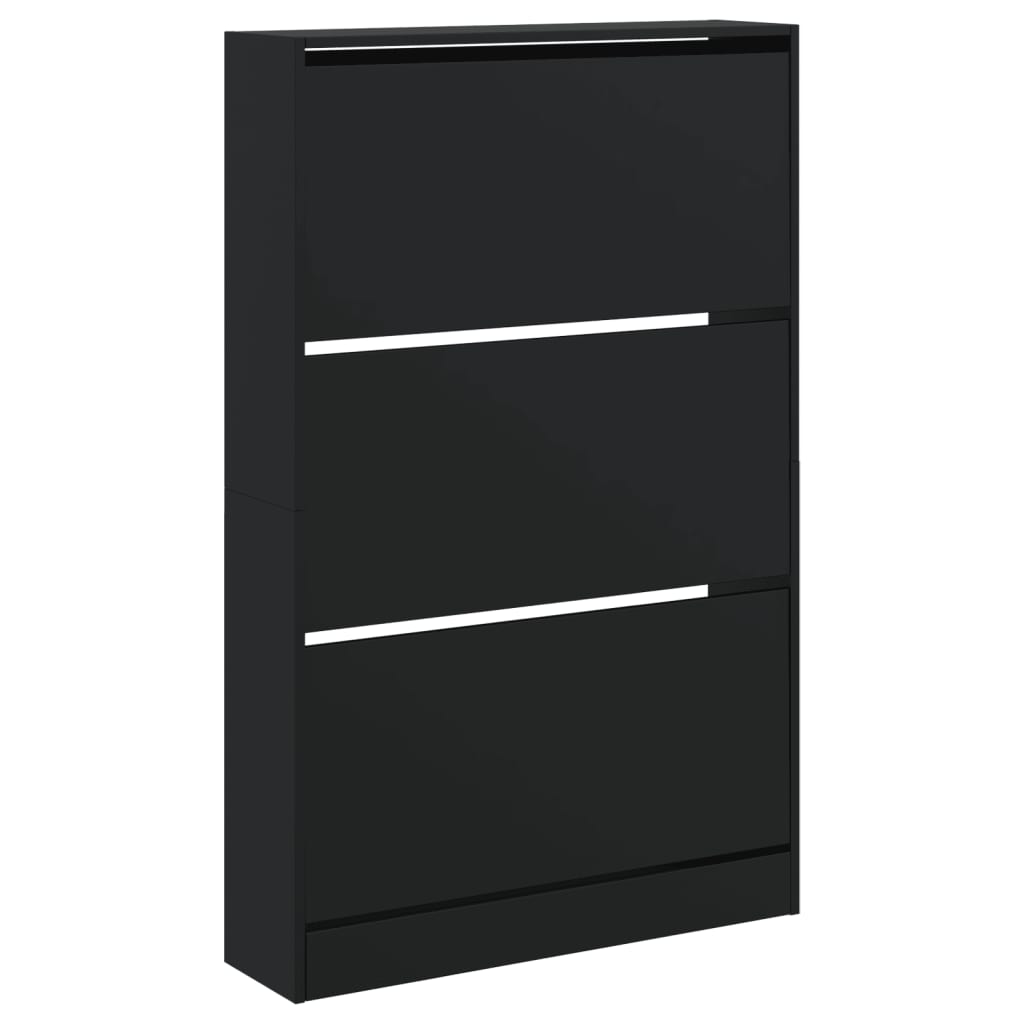 Schoenenkast 80x21x125,5 cm bewerkt hout zwart is nu te koop bij PeponiXL, paradijselijk wonen!