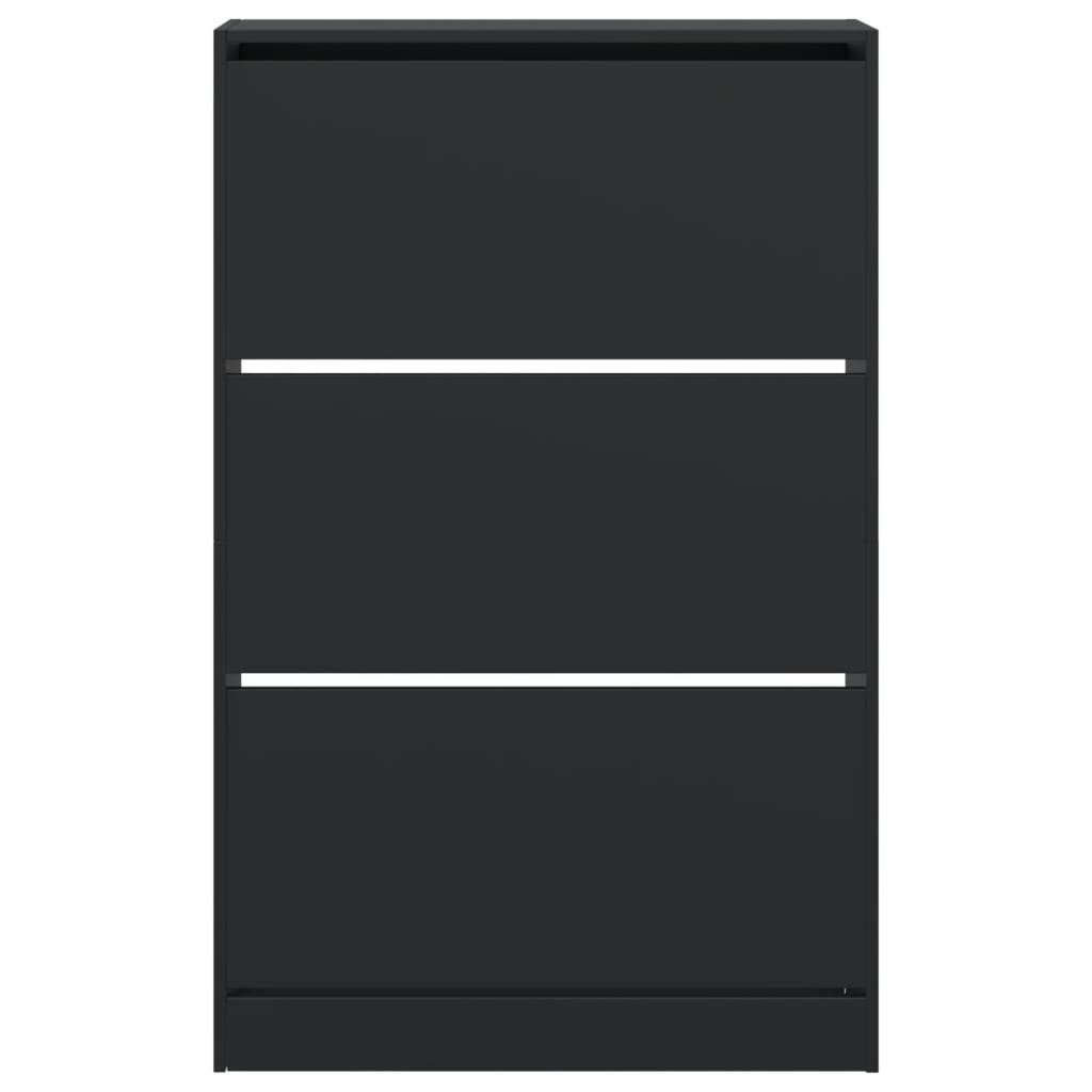 Schoenenkast 80x21x125,5 cm bewerkt hout zwart is nu te koop bij PeponiXL, paradijselijk wonen!