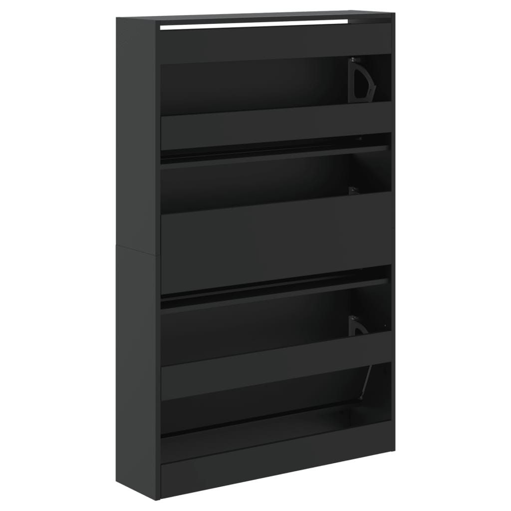 Schoenenkast 80x21x125,5 cm bewerkt hout zwart is nu te koop bij PeponiXL, paradijselijk wonen!