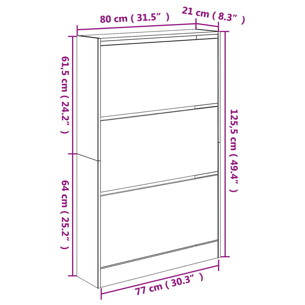 Schoenenkast 80x21x125,5 cm bewerkt hout zwart is nu te koop bij PeponiXL, paradijselijk wonen!