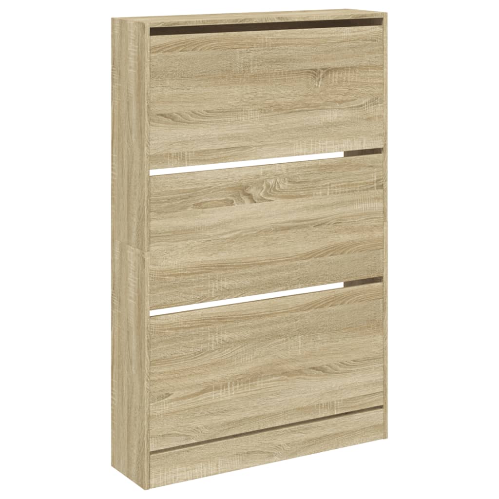 Schoenenkast 80x21x125,5 cm bewerkt hout sonoma eikenkleurig is nu te koop bij PeponiXL, paradijselijk wonen!