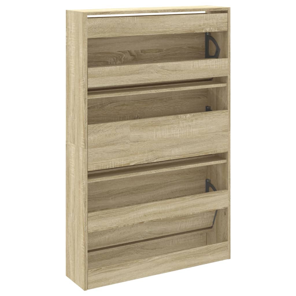 Schoenenkast 80x21x125,5 cm bewerkt hout sonoma eikenkleurig is nu te koop bij PeponiXL, paradijselijk wonen!