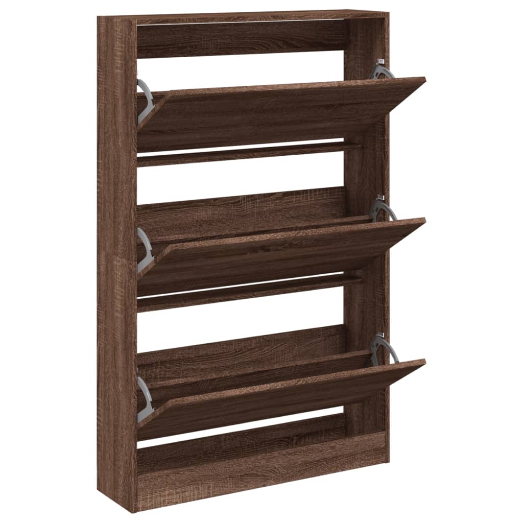 Schoenenkast 80x21x125,5 cm bewerkt hout bruin eikenkleur is nu te koop bij PeponiXL, paradijselijk wonen!