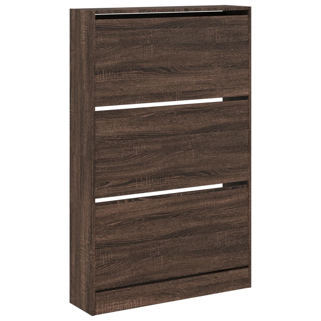 Schoenenkast 80x21x125,5 cm bewerkt hout bruin eikenkleur is nu te koop bij PeponiXL, paradijselijk wonen!