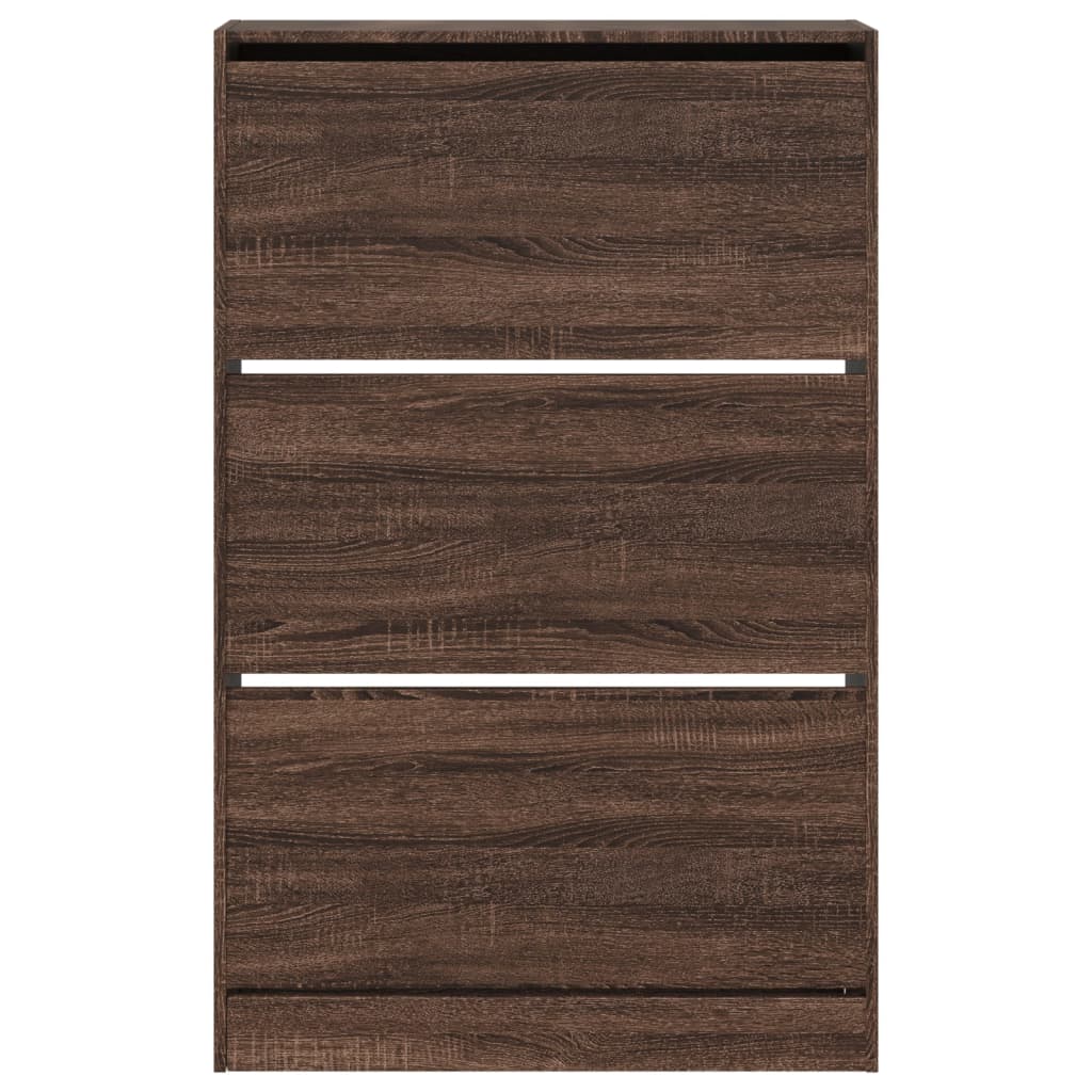 Schoenenkast 80x21x125,5 cm bewerkt hout bruin eikenkleur is nu te koop bij PeponiXL, paradijselijk wonen!