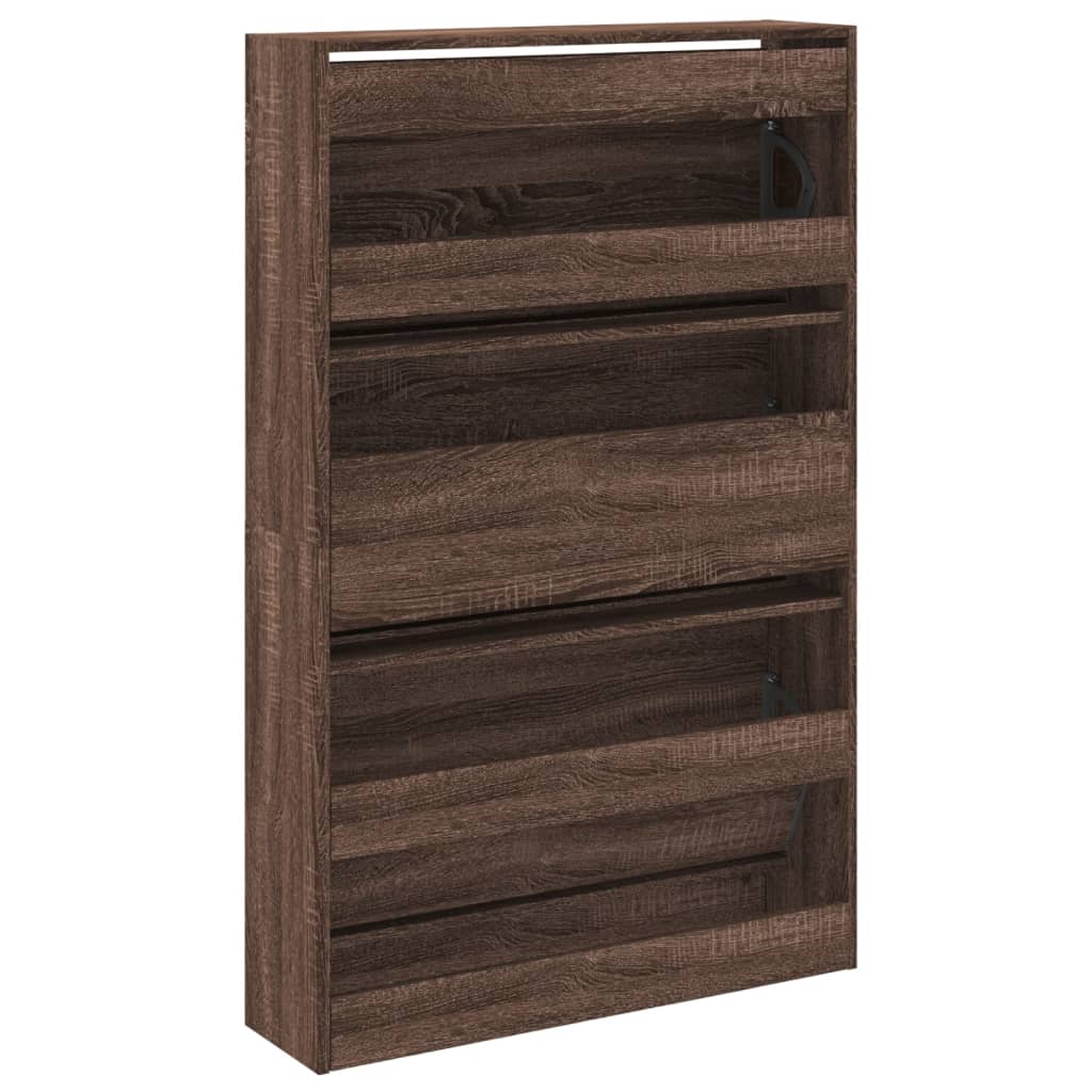 Schoenenkast 80x21x125,5 cm bewerkt hout bruin eikenkleur is nu te koop bij PeponiXL, paradijselijk wonen!