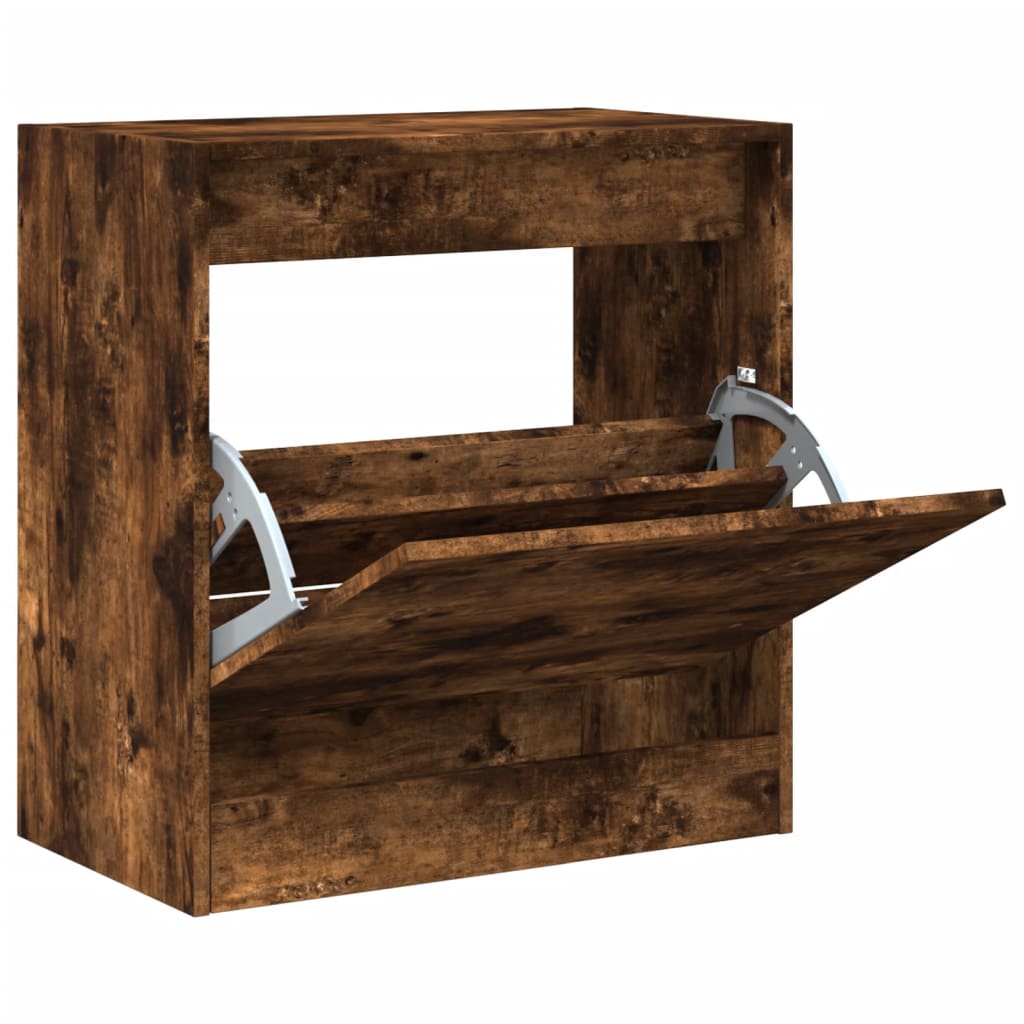 Schoenenkast 60x34x63,5 cm bewerkt hout gerookt eikenkleurig is nu te koop bij PeponiXL, paradijselijk wonen!