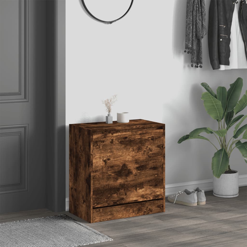 Schoenenkast 60x34x63,5 cm bewerkt hout gerookt eikenkleurig is nu te koop bij PeponiXL, paradijselijk wonen!