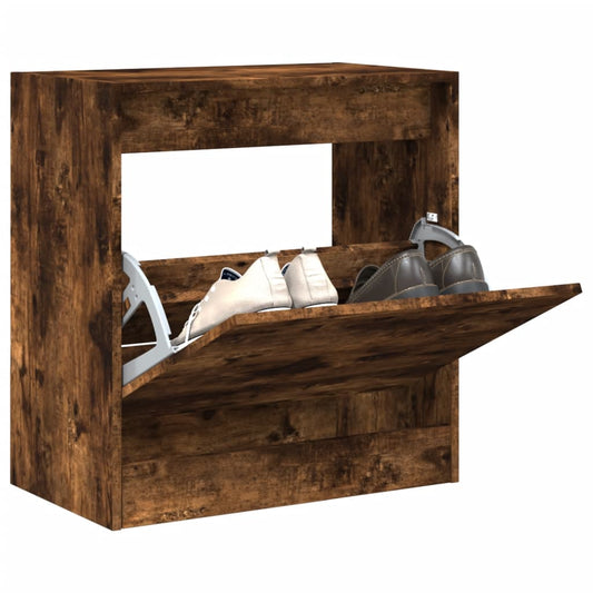 Schoenenkast 60x34x63,5 cm bewerkt hout gerookt eikenkleurig is nu te koop bij PeponiXL, paradijselijk wonen!