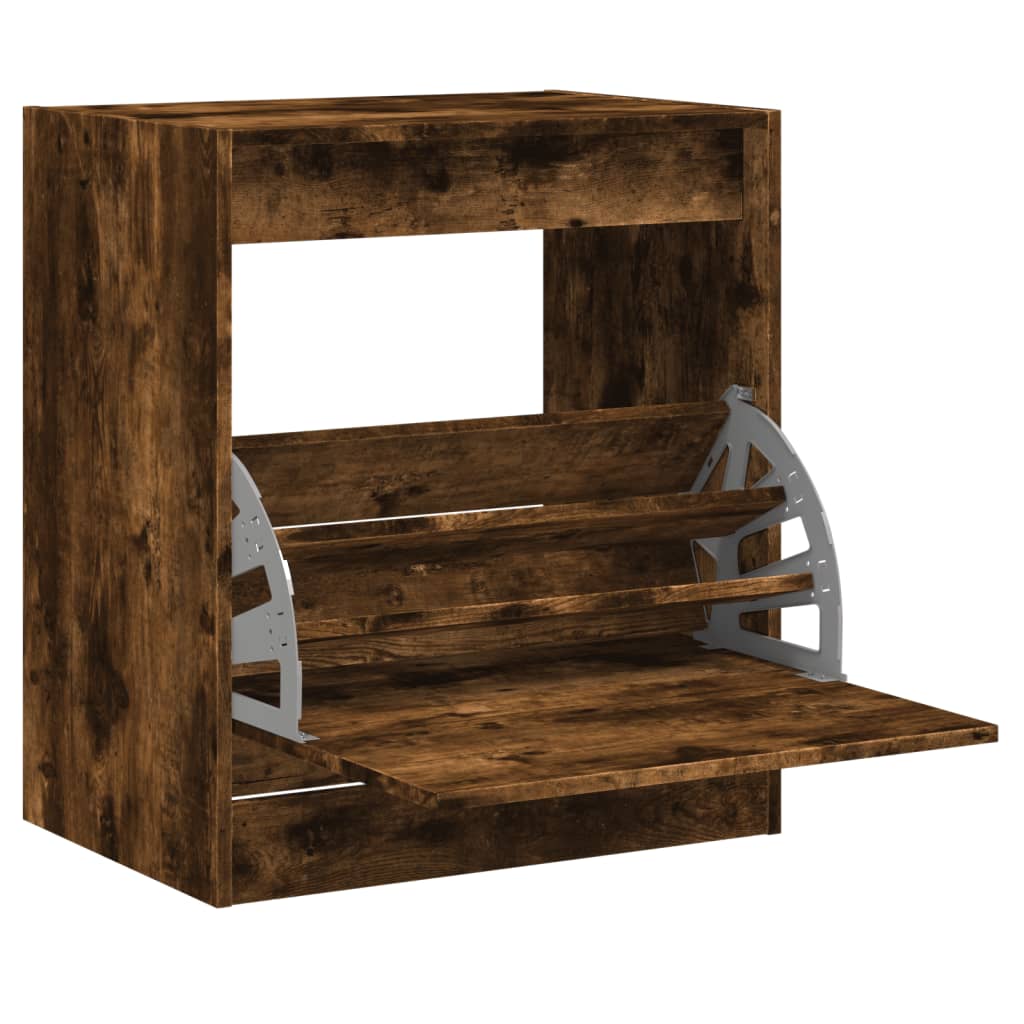 Schoenenkast 60x42x69 cm bewerkt hout gerookt eikenkleurig is nu te koop bij PeponiXL, paradijselijk wonen!