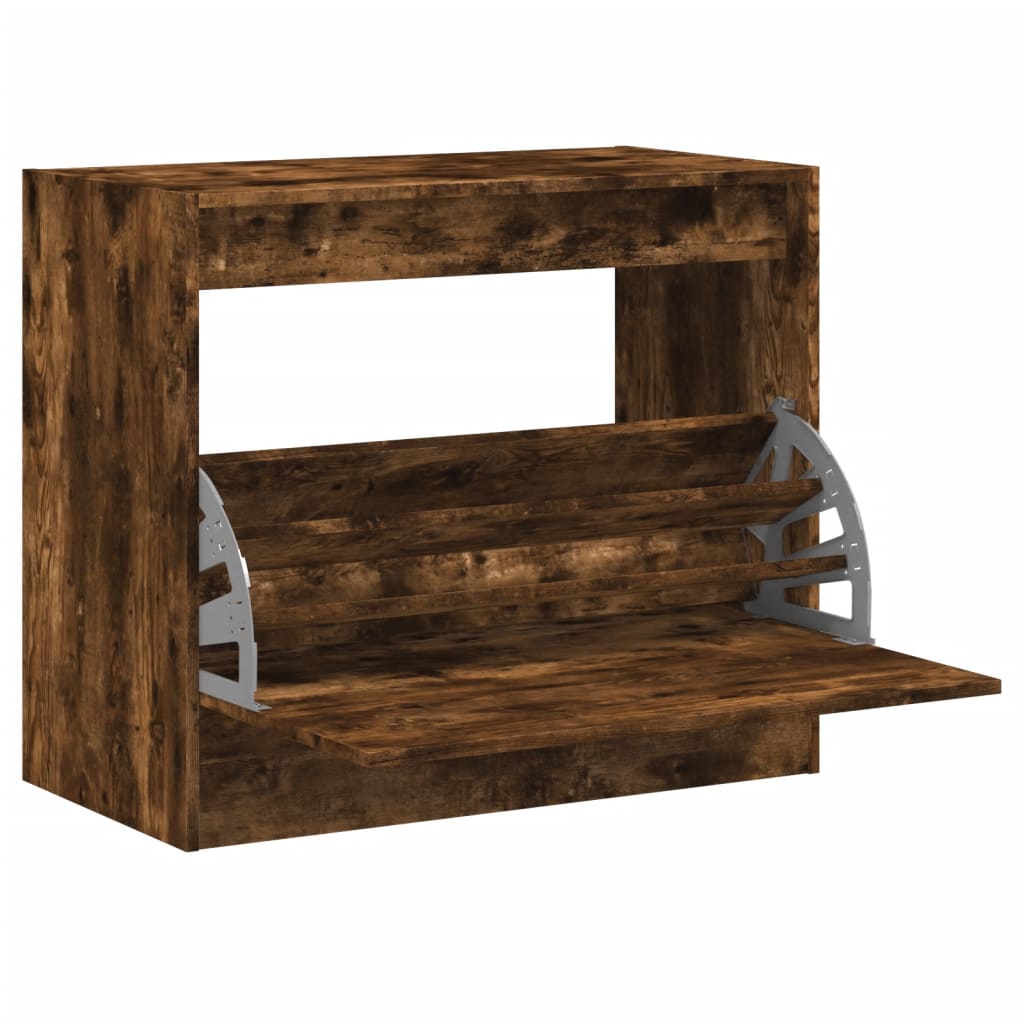 Schoenenkast 80x42x69 cm bewerkt hout gerookt eikenkleurig is nu te koop bij PeponiXL, paradijselijk wonen!
